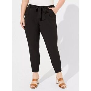 Torrid Womens Pull-On High-Rise Crepe Pant Plus Size 2X Black Waist Tie Belt